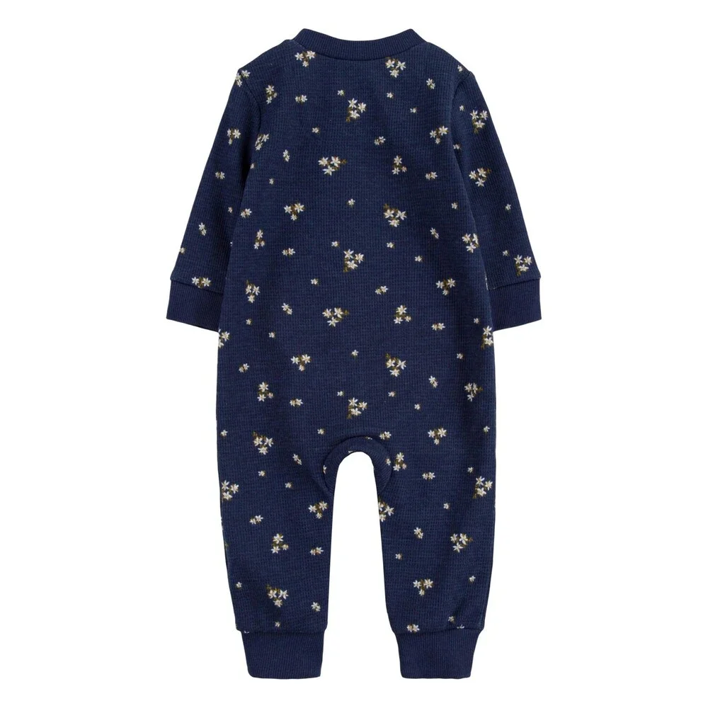 Levi's Coverall Baby 3M Blue Floral Thermal Knit Long Sleeve One Piece FROG576